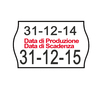PACK 10 ROTOLI 1000 ETICH. 26x16mm ONDA "data produz..." BIANCO PERM. Printex