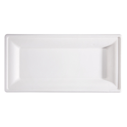 50 Piatti rettangolari monouso in canna da zucchero 26x13cm bianco Signor Bio