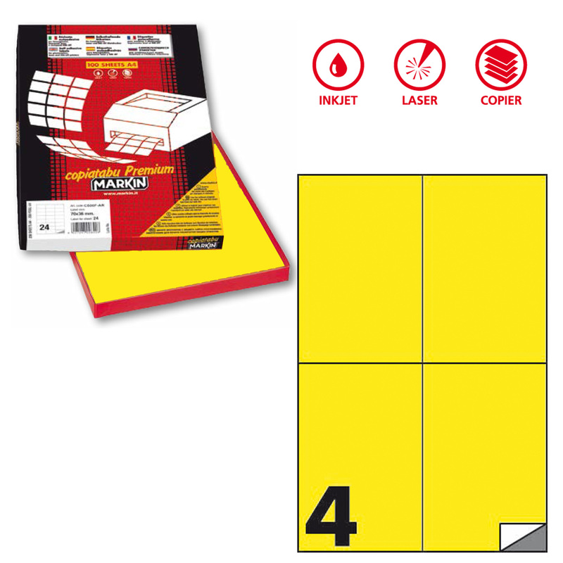 Etichetta adesiva C/519 giallo fluo 100fg A4 105x148