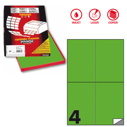 Etichetta adesiva C/519 verde fluo 100fg A4 105x148