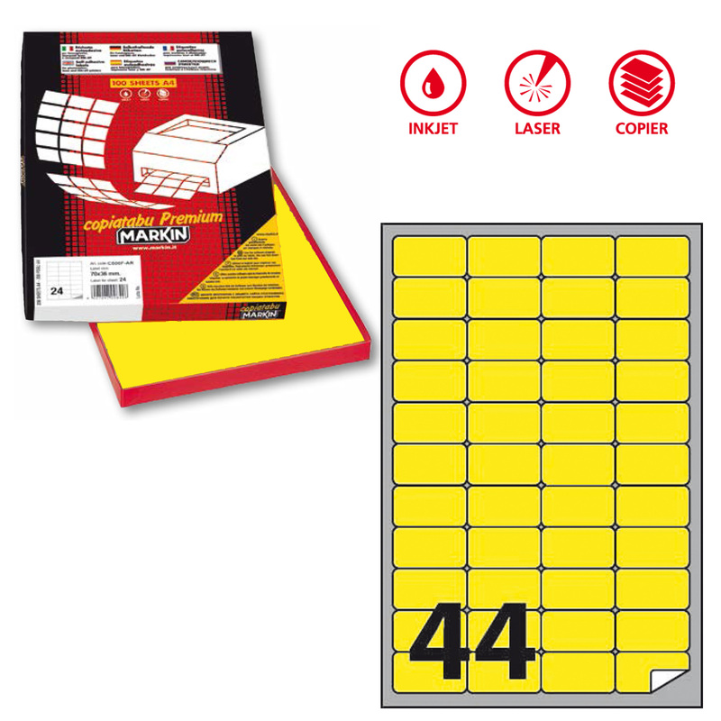 Etichetta adesiva A/406 giallo fluo 100fg A4 47