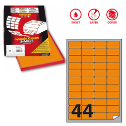 Etichetta adesiva A/406 arancio fluo 100fg A4 47
