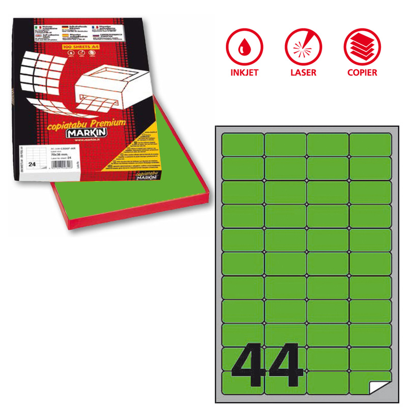 Etichetta adesiva A/406 verde fluo 100fg A4 47
