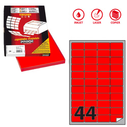 Etichetta adesiva A/406 rosso fluo 100fg A4 47