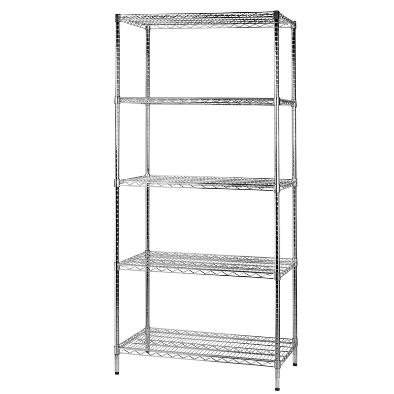 SCAFFALE 5 RIPIANI IN ACCIAIO CROMATO 60x90cm - H200cm ARCHIMEDE Kit ROBUSTO