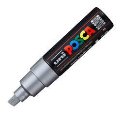 Marcatore UNI POSCA PC8K p.scalpello 8mm argento UNI MITSUBISHI