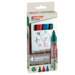 BUSTA 4 MARCATORE PER LAVAGNE BIANCHE EDDING 28 ECOLINE COL. ASSORTITI