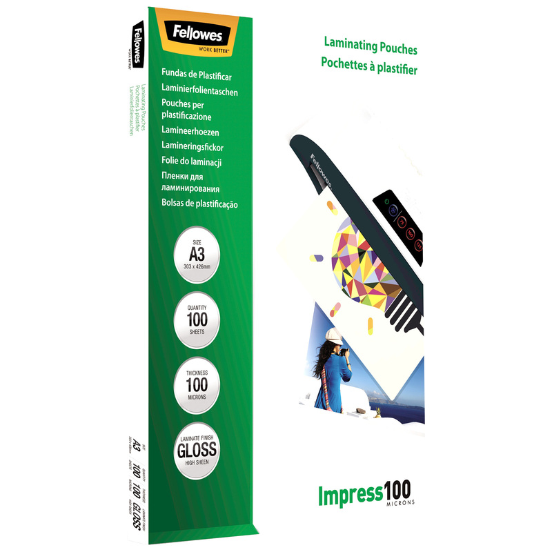 Scatola 100 pouches IMPRESS100 100mic A3 Fellowes
