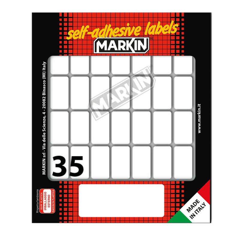 Etichetta adesiva bianca 27x15mm (10fogli x 35etichette) Markin