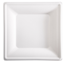 50 Piatti quadrati monouso in canna da zucchero 26x26cm bianco Signor Bio