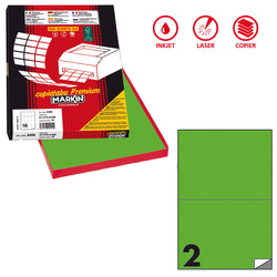 Etichetta adesiva C/509 verde fluo 100fg A4 210x148,5mm (2et/fg) Markin