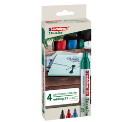 SET 4 MARCATORI PERMANENTI 21 ECOLINE P.CONICA COLORI ASSORTITI EDDING