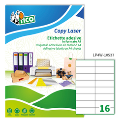 Etichetta adesiva LP4W bianca 100fg A4 105x37mm (16et/fg) Laser Tico