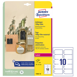 Cartellini resistenti c/angoli tagliati 90x50mm 10fg(10cart/fg) bianco Avery
