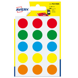 Blister 90 etichetta adesiva tonda PSA col.ass. Ã19mm Avery