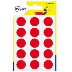 Blister 90 etichetta adesiva tonda PSA rosso Ã19mm Avery