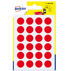 Blister 168 etichetta adesiva tonda PSA rosso Ã15mm Avery
