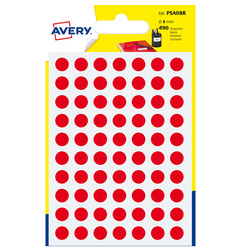Blister 490 etichetta adesiva tonda PSA rosso Ã8mm Avery