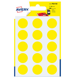 Blister 90 etichetta adesiva tonda PSA giallo Ã19mm Avery