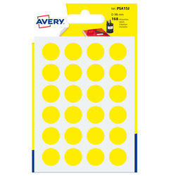 Blister 168 etichetta adesiva tonda PSA giallo Ã15mm Avery