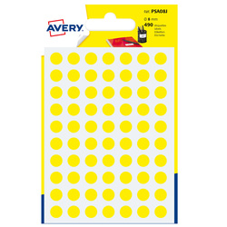Blister 490 etichetta adesiva tonda PSA giallo Ã8mm Avery
