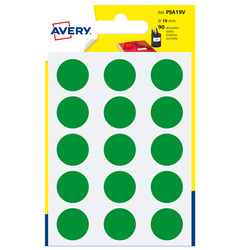 Blister 90 etichetta adesiva tonda PSA verde Ã19mm Avery