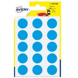 Blister 90 etichetta adesiva tonda PSA blu Ã19mm Avery