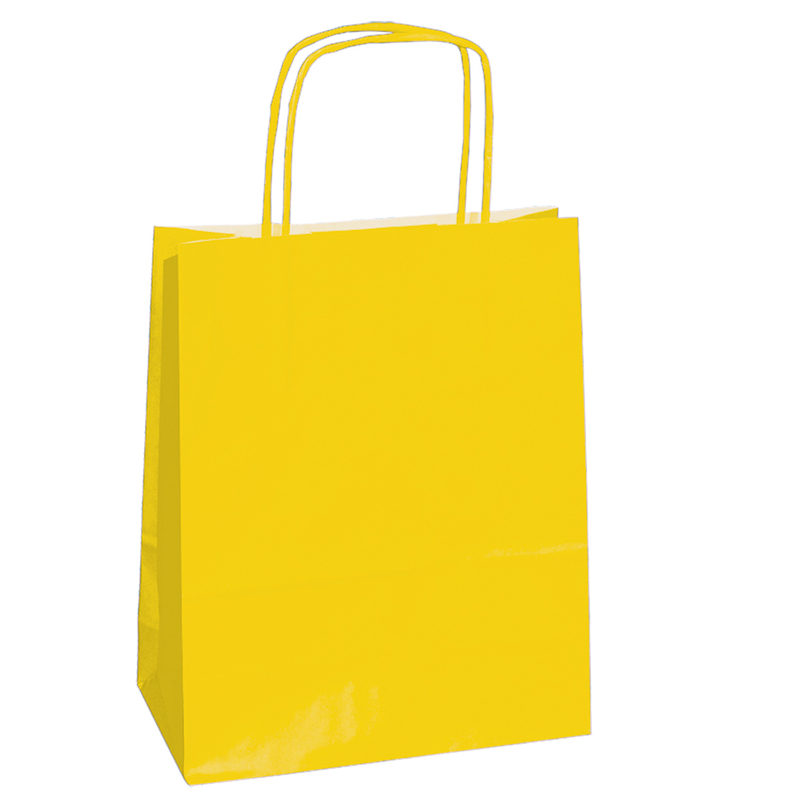 25 shoppers carta kraft 14x9x20cm twisted giallo