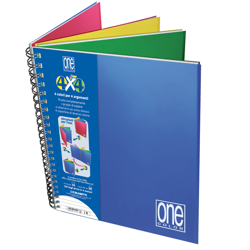 Blocco spiralato A4 4x4 1rigo 80gr One Color Blasetti