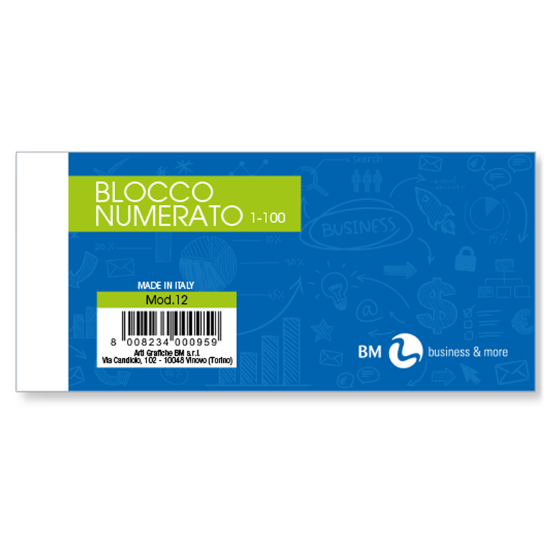 BLOCCO NUMERATO 1-100 colori assortiti 13x6cm art. 12/10B BM