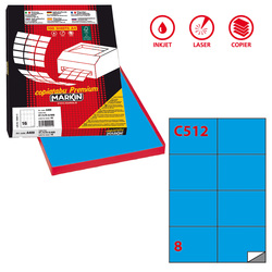 Etichetta adesiva C/512 blu 100fg A4 105x74,25mm (8et/fg) Markin