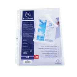 10 Buste forate c/soffietto e patella PPL liscio A4 5503E Exacompta