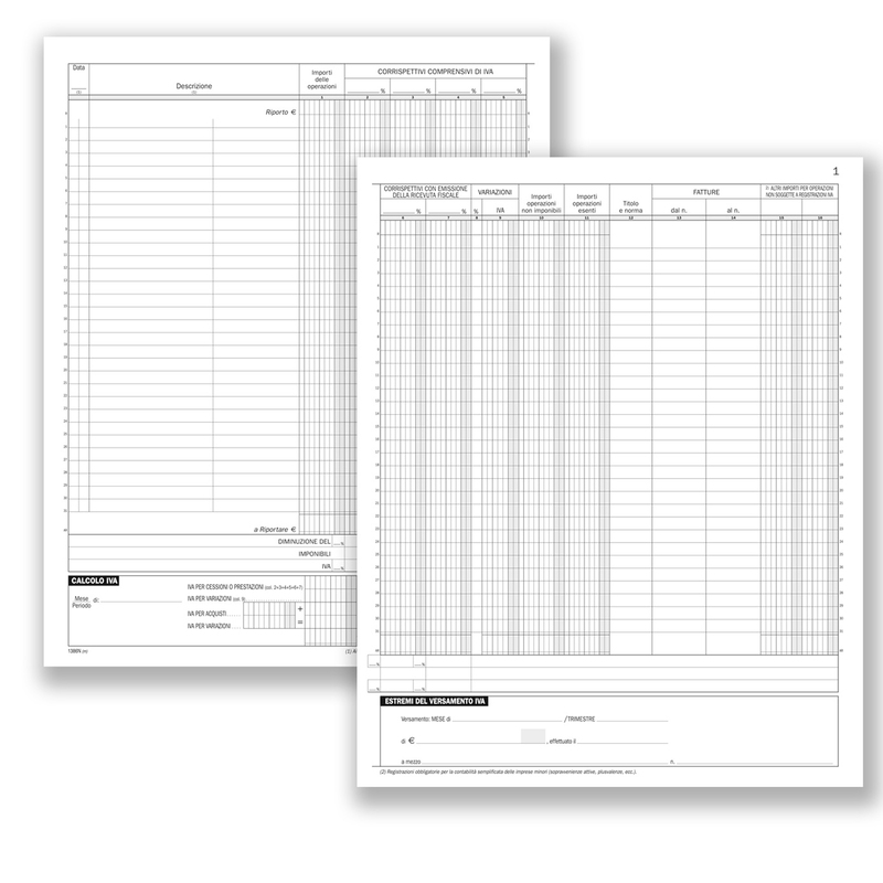 Registro Corrispettivi 16pag. num.31x24