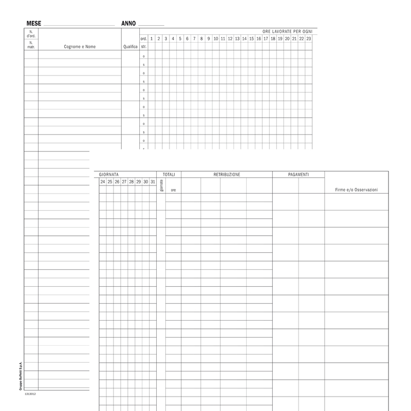 Registro Presenze Mensili 48pag. 31x24