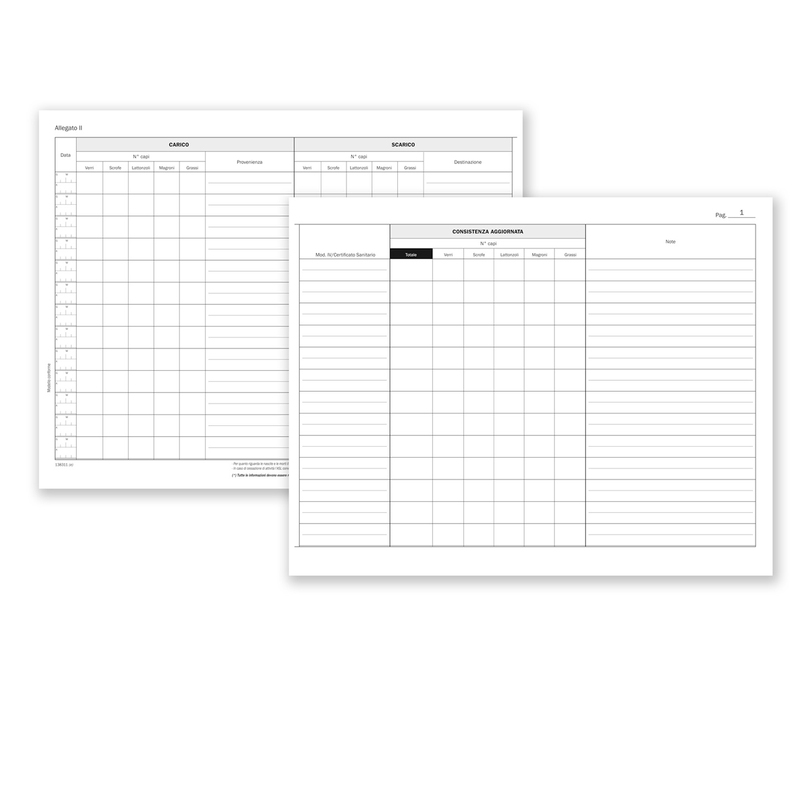 Registro carico/scarico suini 23pag. num. 31x24
