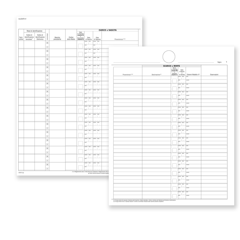 Registro carico/scarico bovini 23pag. num. 31x24