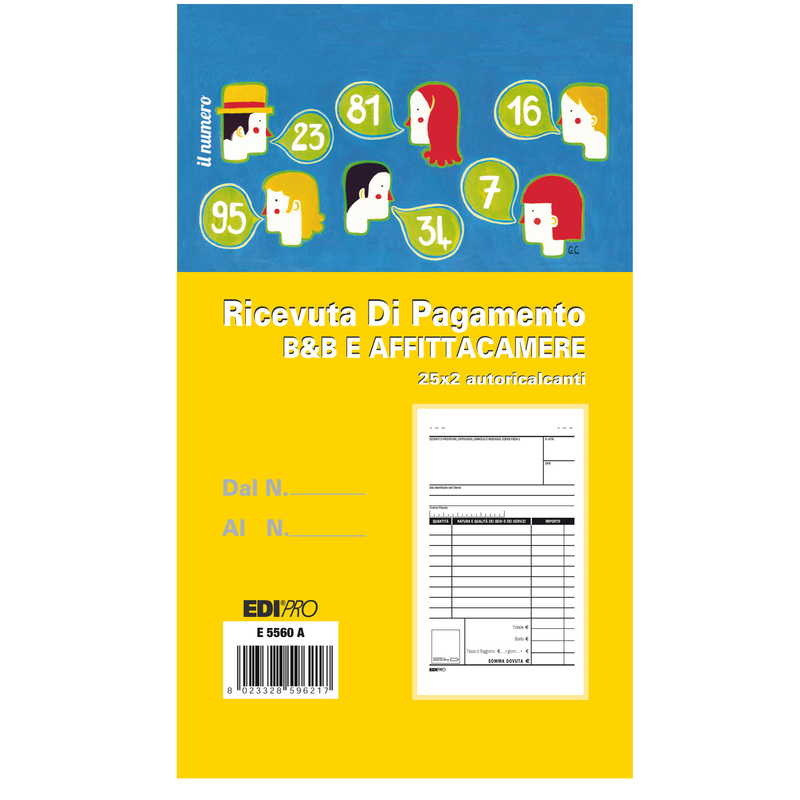 Blocco Ricevuta BB Affitta camere 25x2 autoric. 17x9,9cm E5560A Edipro