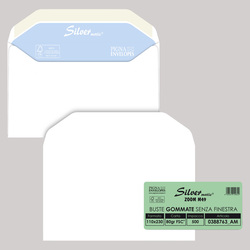 500 buste SILVER MATIC 80 FSCÂ® gommata bianca s/finestra 110x230mm 80gr Pigna