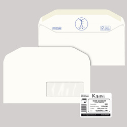 500 busteKAMI GOMMATE bianca carta riciclata FSCÂ®c/finestra110x230mm 100gr Pigna