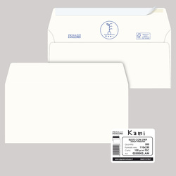 500 buste KAMI STRIP bianca carta riciclata FSCÂ® s/finestra110x230mm 100gr Pigna