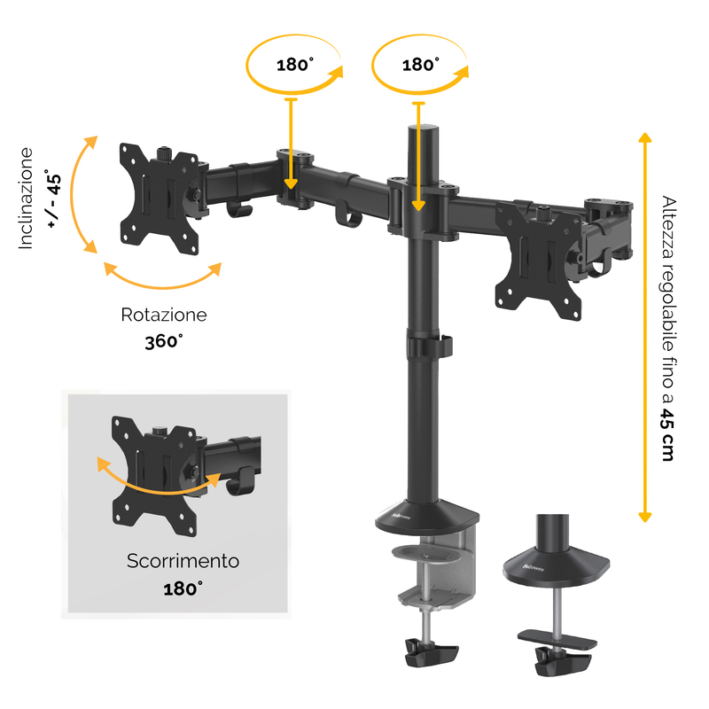 Braccio porta monitor doppio Reflex Series Fellowes