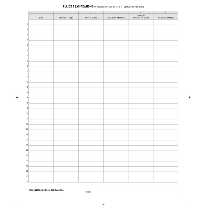 Registro pulizia e sanificazione in azienda 40 pagine F.to 31X24