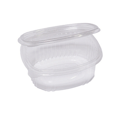 Pack 50 contenitori ovali in PET con coperchio incernierato 14x11