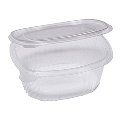 Pack 50 contenitori ovali in PET con coperchio incernierato 16x13
