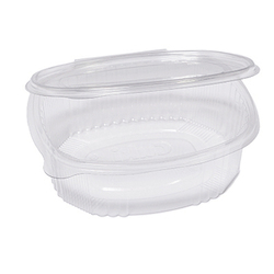 Pack 50 contenitori ovali in PET con coperchio incernierato 18x15