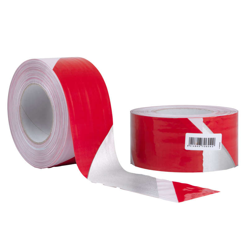 Nastro segnaletico SIGNAL 70mm x 100mt bianco/rosso riflettente Geko