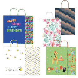 Shopper carta kraft c/manici carta ritorta 36x41x12cm fantasie ass. Rex Sadoch