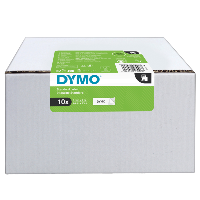 Value Pack 10 Nastri Dymo Tipo D1 (9mmX7mt) nero/bianco S0720680