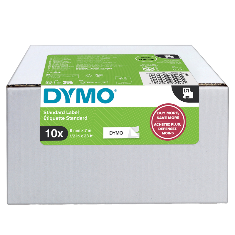 Value Pack 10 Nastri Dymo Tipo D1 (19mmX7mt) nero/bianco S0720830