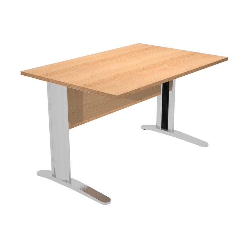 Scrivania lineare 120X80cm Faggio - fianchi vernic. effetto cromato EASY